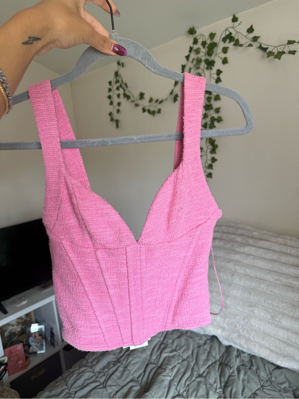 Zara Pink Textured Corset Top